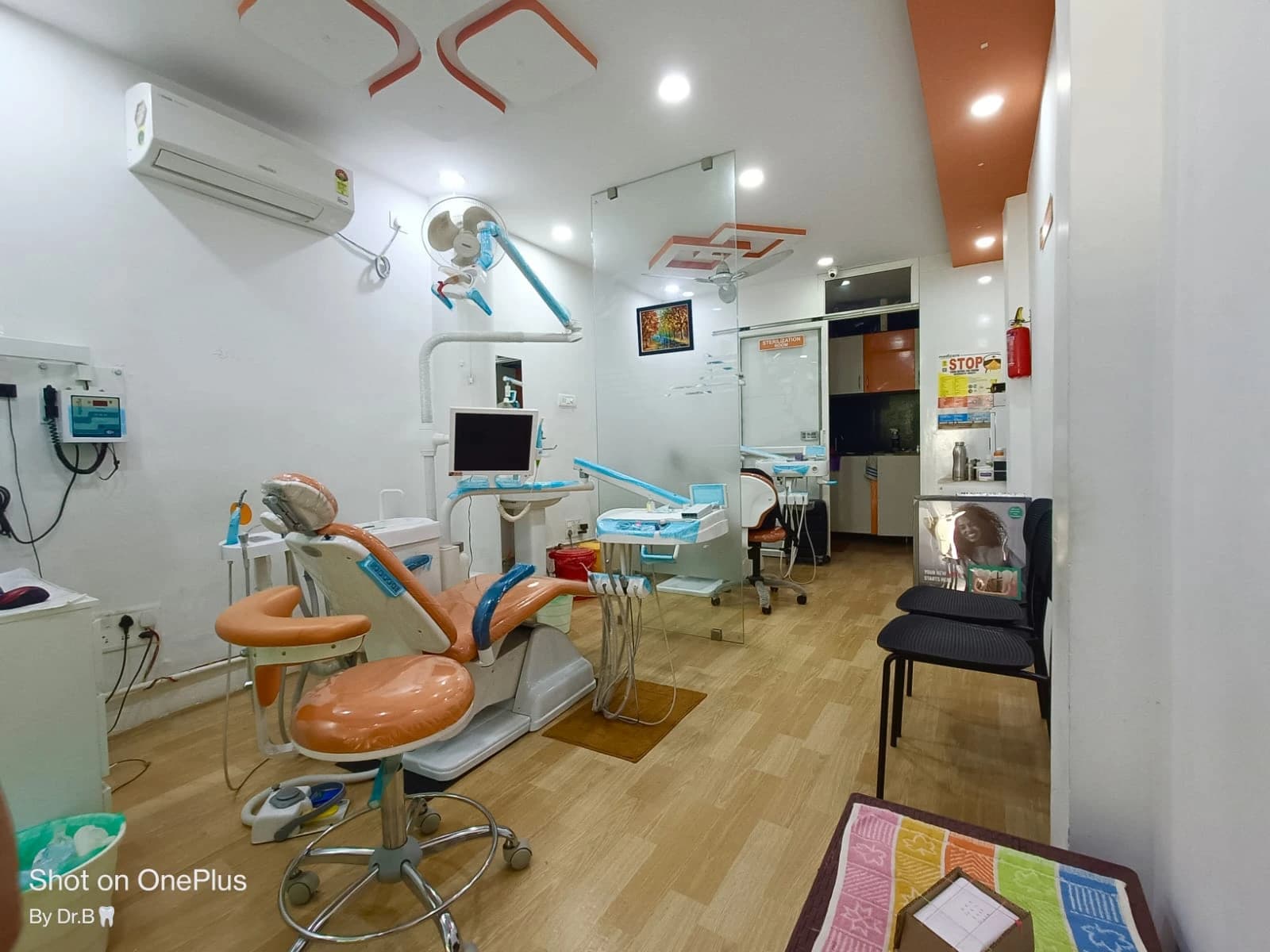 Dental treatment room at Dr Bhuvan's Dental Laser & Implant Centre